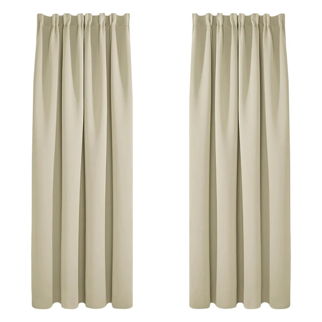 Deconovo Room Darkening Curtains - Soft & Energy Saving - Beige - 52x84 inch - 2 Panels
