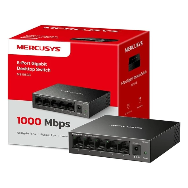 Mercusys 5-Port Gigabit Desktop Switch - Fast and Easy Installation - Power Saving - MS105GS