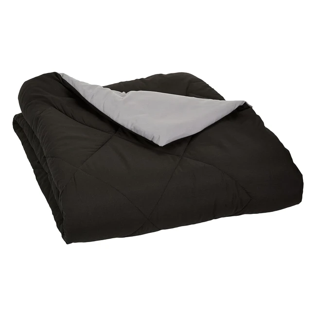 Amazon Basics Reversible Microfiber Comforter - Grey/Black - 220x240cm - Diamond Stitching - Easy to Care