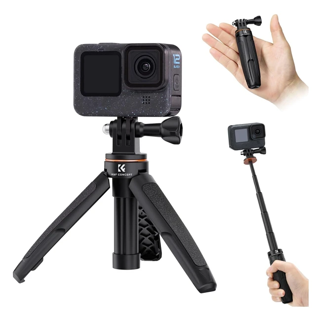 Bastone Selfie Treppiede 32cm KF Concept MS03 - Selfie Stick con Attacco per Treppiedi - Vlog di Viaggio - Compatibile con Action Cam Insta360, DJI Osmo, Akaso e altre Fotocamere Sportive