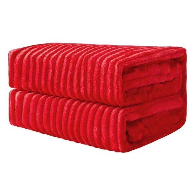 Miulee Kuscheldecke Flanell Decke Pompoms 125x150 cm - Rot