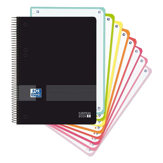 Cuaderno Oxford A5 Cuadriculado 5x5 - Plstico 160 Hojas 8 Recuadros de Color