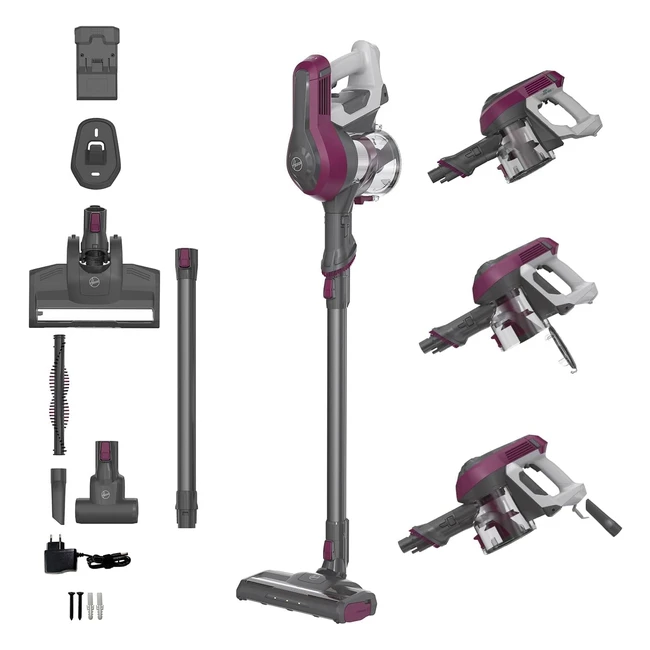 Aspirateur balai sans fil Hoover HF110P - Puissance 22V - Autonomie 30 min - Grande capacité 0.9L - Electrobrosse LED - Position Park & Go - Brosse multi-surfaces - Suceur plat