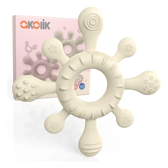 Akolik Teething Toys for Baby - BPA-Free Silicone Teether - Grasping Toy - White - 10 Count