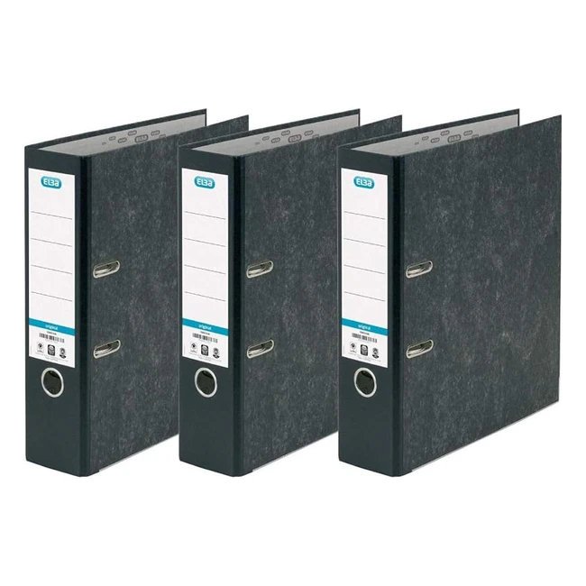 Elba A4 Lever Arch File - Pack of 3 Folders Black Durable  Spacious