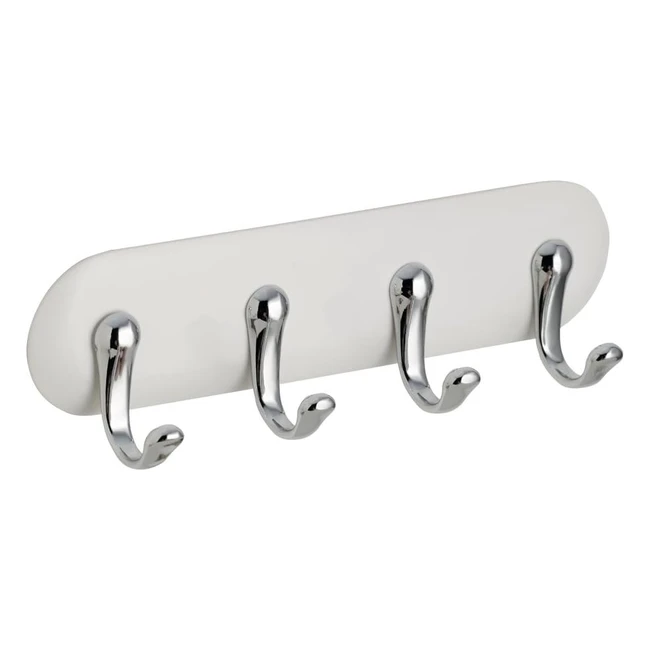 iDesign Affixx Self-Adhesive Key Holder - 4 Hooks - Small - White