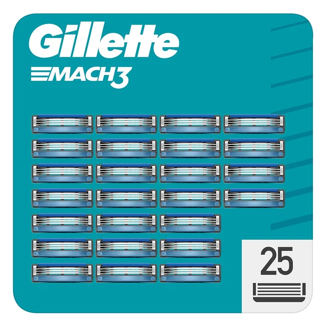 Gillette Mach3 Lamette da Barba 25 Ricambi - 3 Lame Microaletta Protettiva