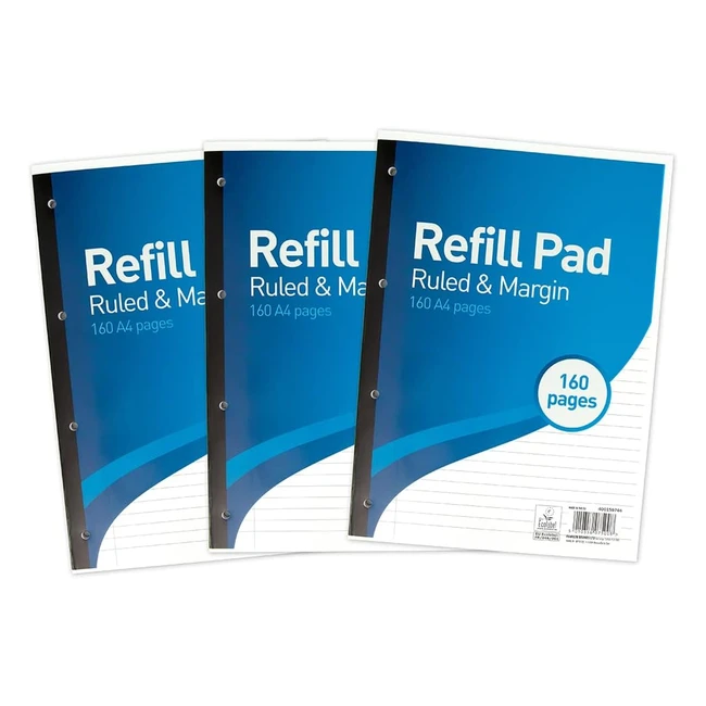 Hamelin Lined Paper A4 Refill Pad - Pack of 3 Blue - 160 Pages