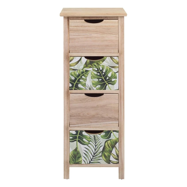 Cajonera Moderna Rebecca Mobili 4 Cajones Verde Marrón - Medidas 84x34x27 cm