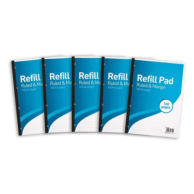 Hamelin Lined Paper A4 Refill Pad - Pack of 5 - 160 Pages - White