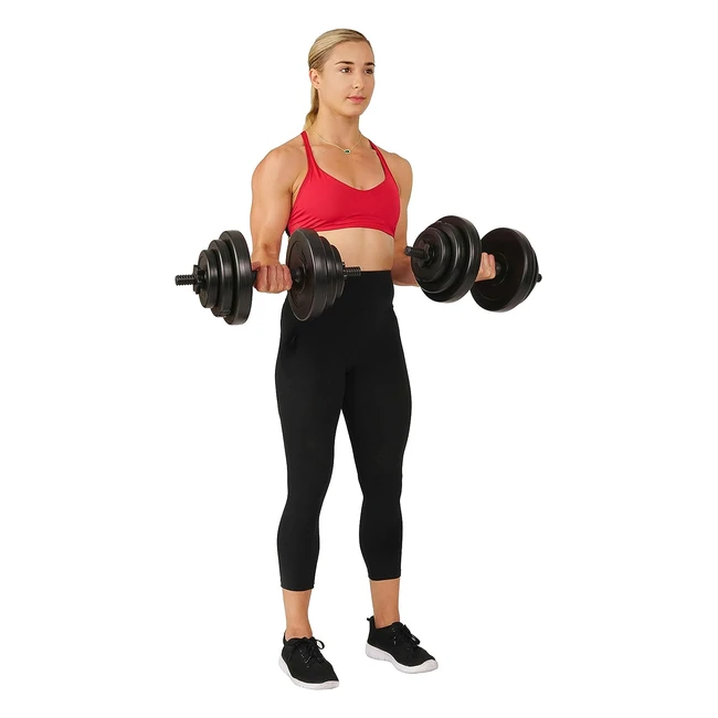 Sunny Health Fitness Vinyl Dumbbell Set - 40lb - Strength Training Weight Loss