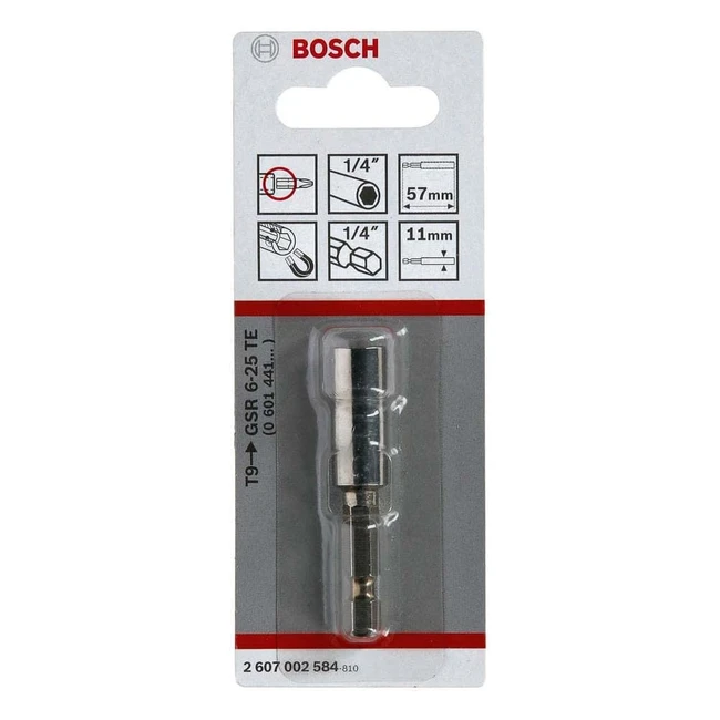Bosch Porte-embout Universel Magnétique 14 Queue 57mm - Aimant Permanent, Facile à Manipuler