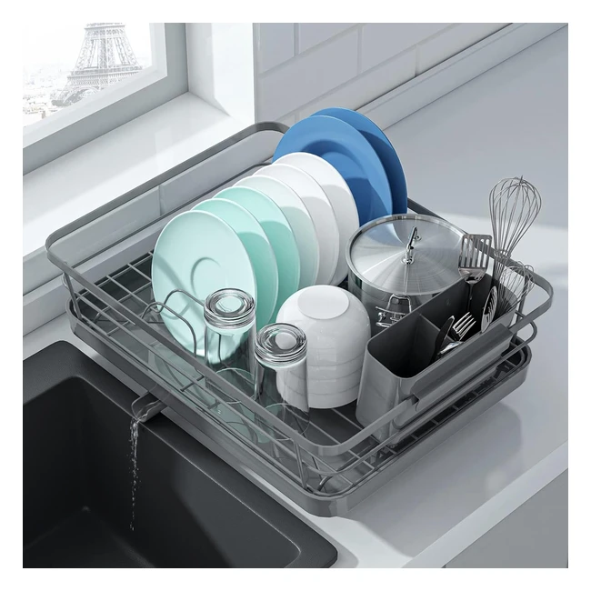 Kitsure Dish Drainer - Space-Saving Drying Rack for Kitchen Counter - Stainless 