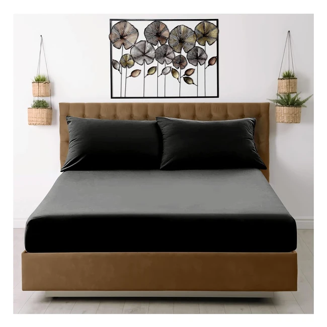 Black Fitted Sheet - Single Bed - Soft Microfiber - Stay Warm and Cosy