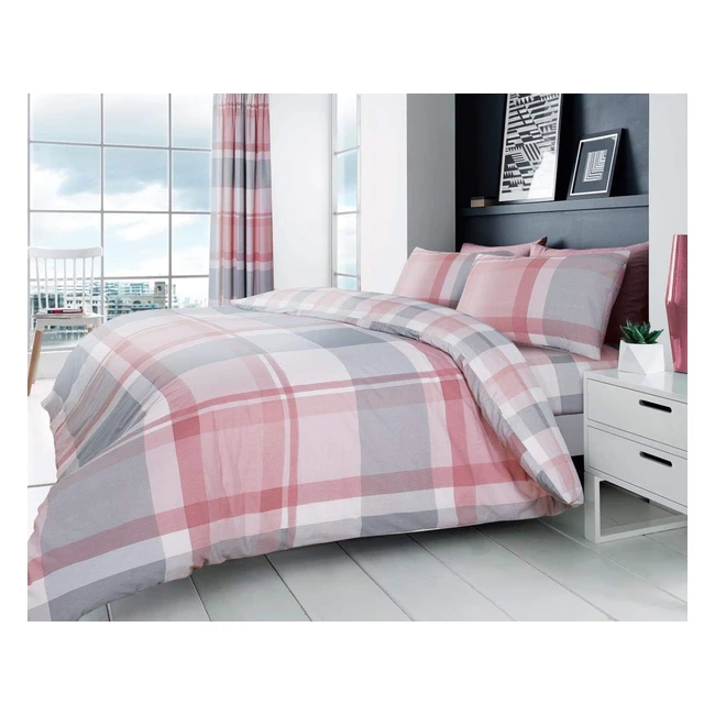 Soft & Warm Checkered Duvet Cover Set - GC Gaveno Cavailia - Double Bed - Pink