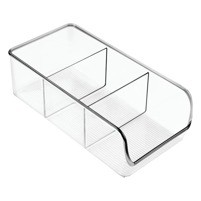 iDesign Storage Box with 3 Compartments - Medium Size Plastic Kitchen Organizer