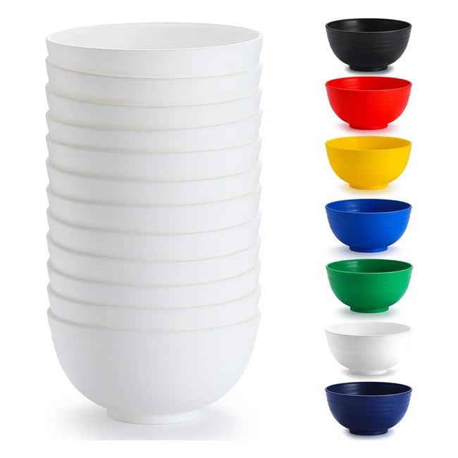Ensemble de bols en plastique blanc Berglander, 12 pièces, 750ml, réutilisables, pour adulte et enfants