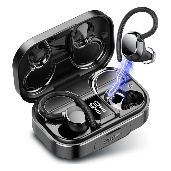 Wireless Earbuds Bluetooth 53 Headphones with Powerbank - Noise Canceling Mic - 120hrs Playtime - LED Display - IPX7 Sport Headsets