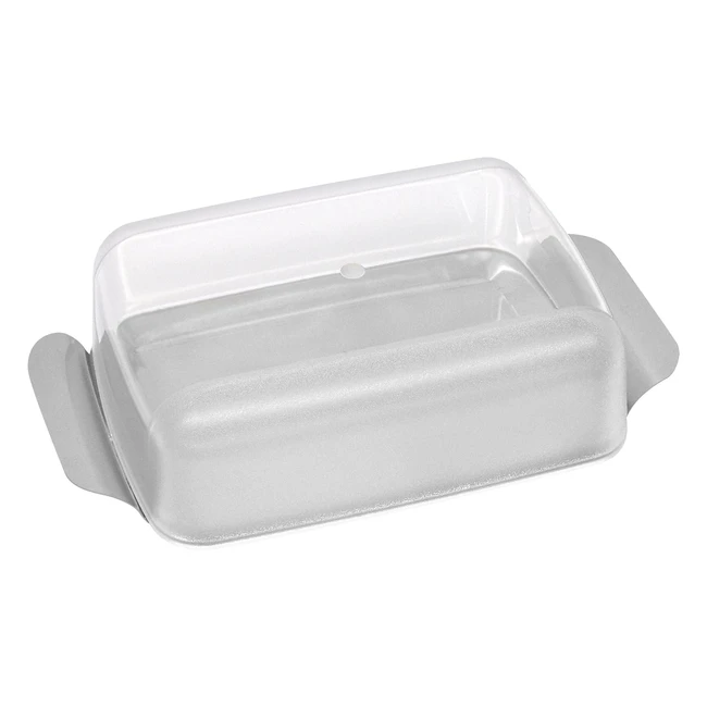 Beurrier Fackelmann 47355 avec couvercle en plastique et plateau en acier inoxydable - 17 x 11 cm