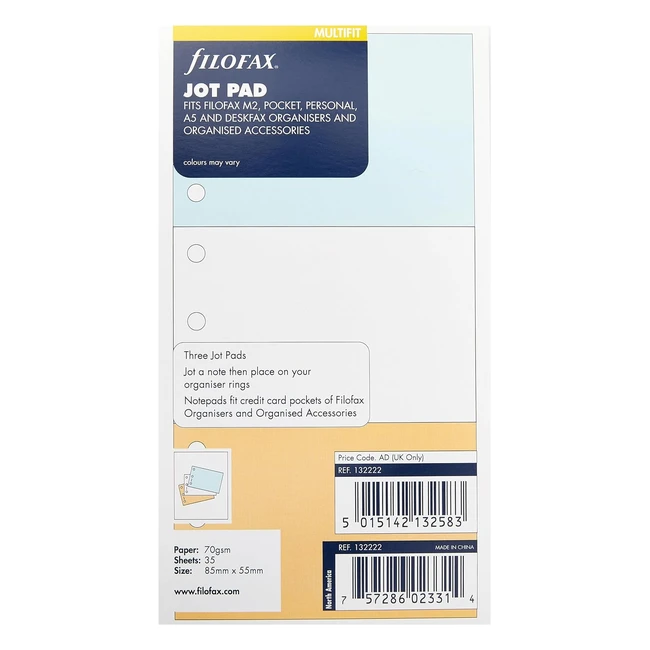 Blocchi appunti Filofax Mini biancoblusalmone 35 fogli per colore