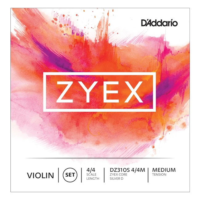 D'Addario DZ310S 44M Zyex Silver D 44 Scale Medium Tension Violin String Set