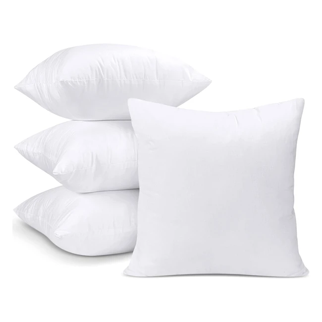 Cojines Utopia Bedding 45x45cm - Juego de 4 - Fibra Virgen Siliconada - Almohadas de Sofá Blanco