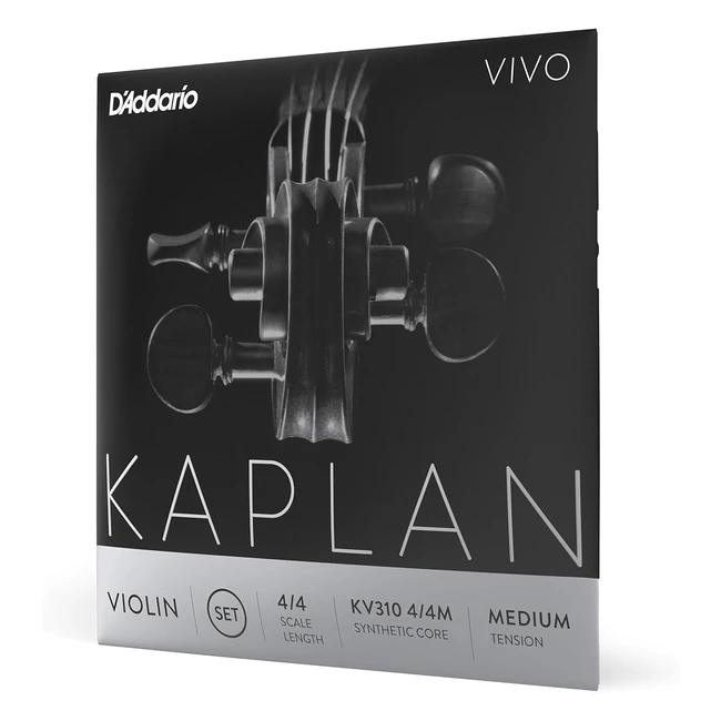 D'Addario Kaplan Vivo Violin Strings - Full Set KV310 44M - Brilliant Sound, Short Break-in Time