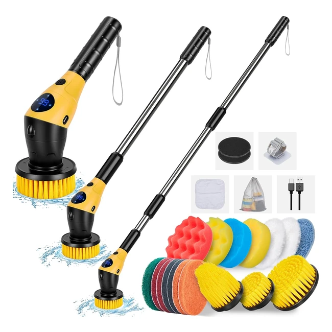 Brosse Electrique Nettoyage Rotative avec 17 Têtes de Brosse - Poignée Réglable