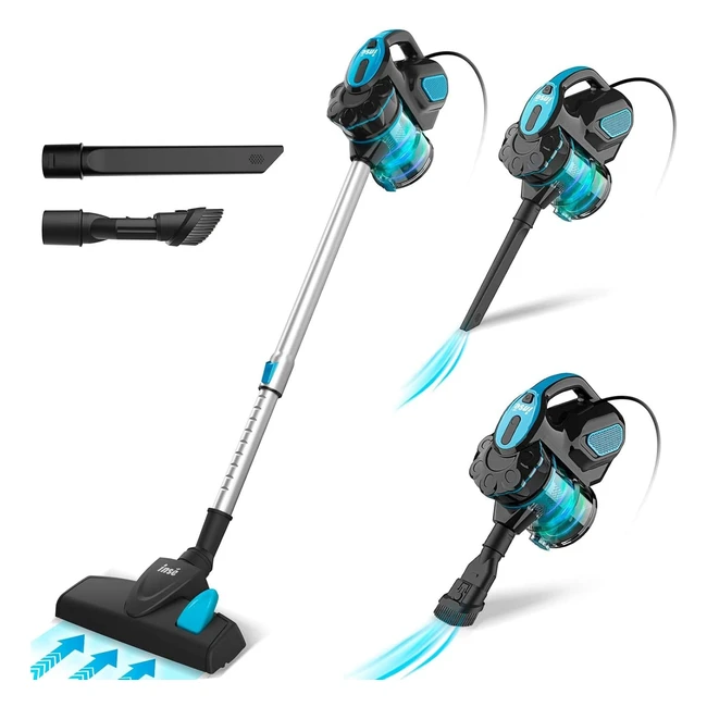 Aspirateur Balai Filaire 3 en 1 Puissant - 600W, 18000Pa, Sans Sac