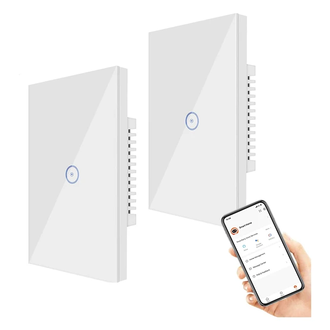 Jinvoo WiFi Smart Wall Touch Light Switch - Telecomando con Smartphone - Compatibile con iOS e Android - Alexa e Google Assistant - Certificato CE RoHS