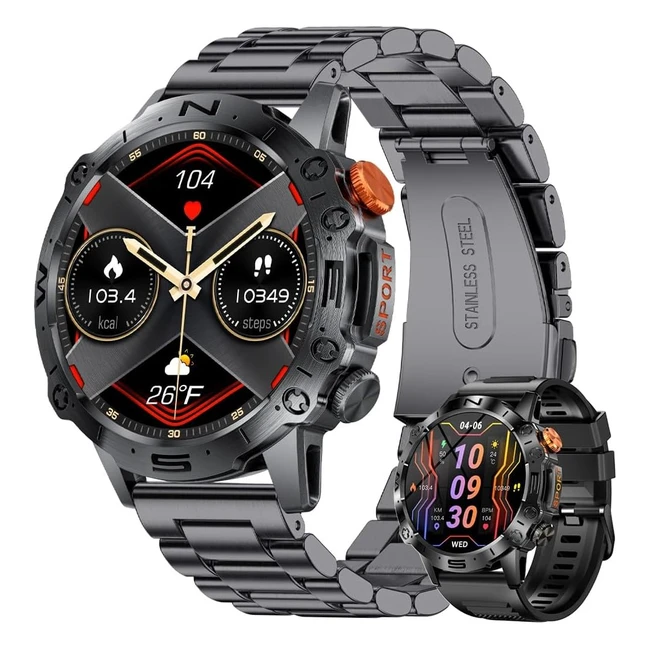Montre connectée homme Lige 143 avec appels Bluetooth, écran AMOLED, 100 modes sportifs, cardiofréquencemètre, étanche IP68
