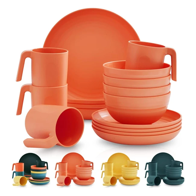 Assiettes service de table plastique 16 pcs - Non fragile et léger - Idéal pour voyage pique-nique