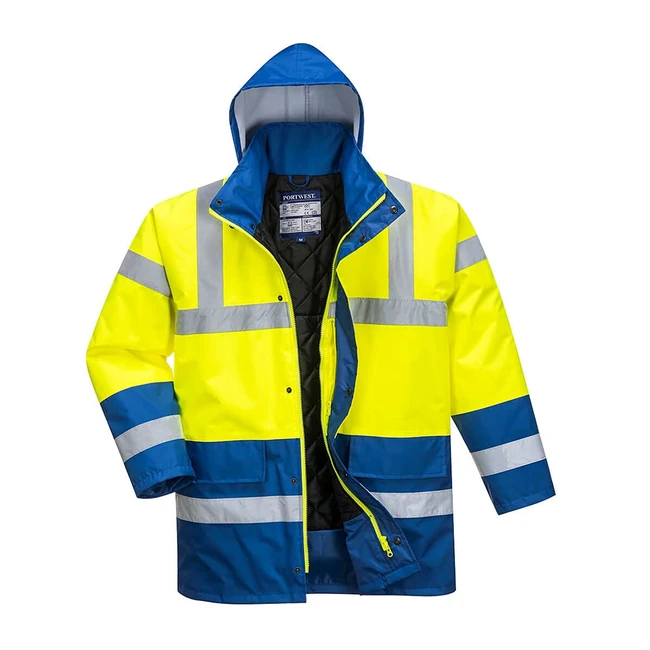 Portwest S466 Waterproof HiVis Winter Traffic Jacket - Yellow/Royal - XLarge