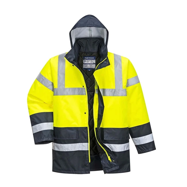 Portwest S466 Waterproof HiVis Contrast Winter Traffic Jacket - Yellow - Large