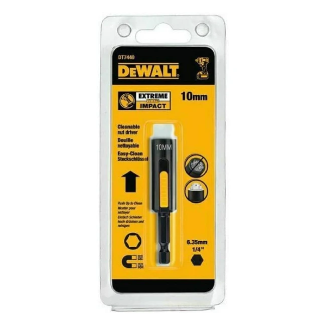 Llave de Vaso Hexagonal Magnética de Impacto DeWalt DT7440QZ - Limpieza Fácil 10mm