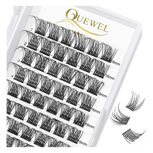 Quewel Cluster Lashes 72 Pcs Individual Lashes CD Curl 8-16mm Length DIY Eyelash Extension False Lashes