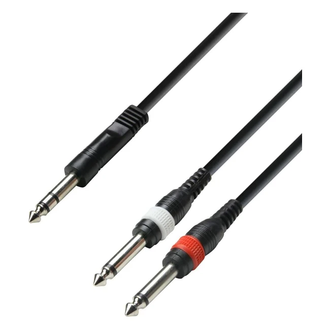 Cavo Audio Adam Hall 3 Star YVPP 0300 - Jack Stereo da 6.3mm a 2 x Jack Mono da 6.3mm, 3m