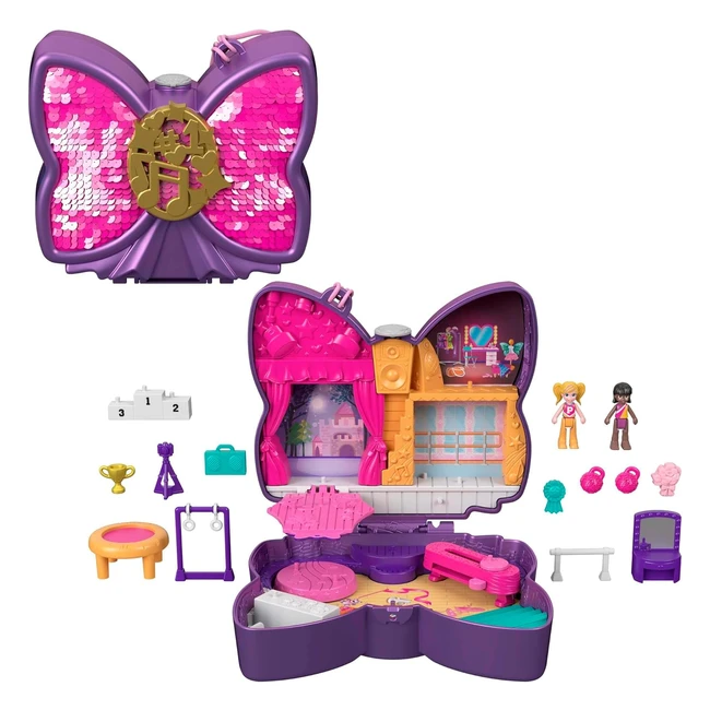 Coffret scène pailleté Polly Pocket - Danse avec minifigurines - 5 surprises - 12 accessoires