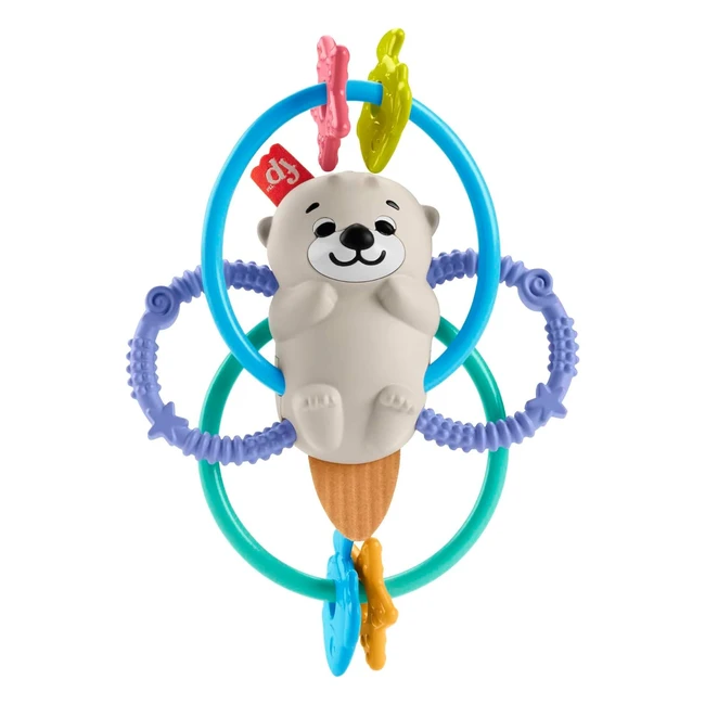 Hochet Loutre Fisher-Price, Anneaux Flexibles, Sans BPA - Jouet d'éveil pour Bébé