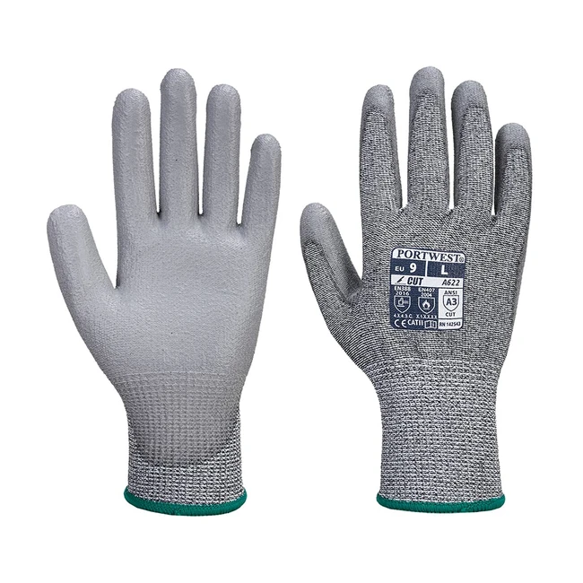 Portwest A622 Cut Resistant MR PU Palm Glove - Grey - Large