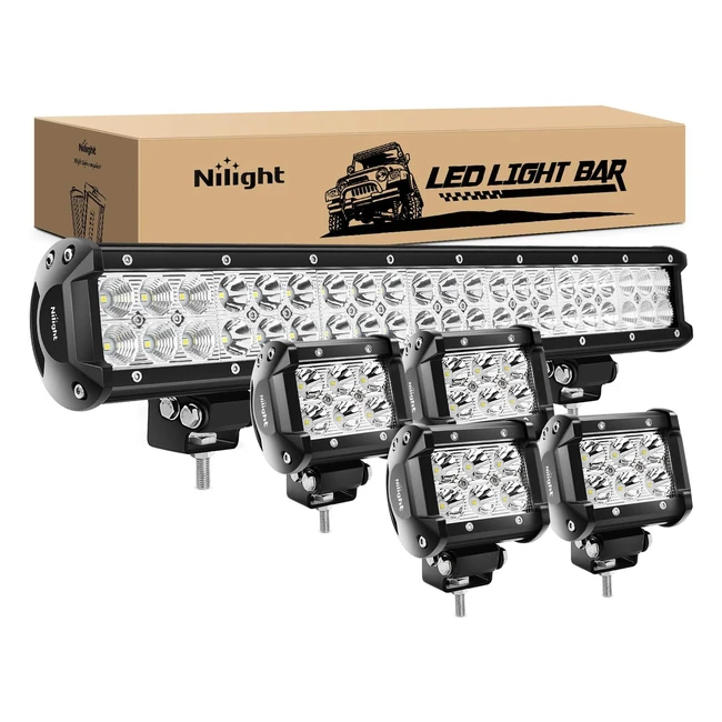 Super Bright Nilight ZH003 20inch 126W LED Light Bar Combo for Jeep Wrangler, Boat, Truck, Tractor - 2 Years Warranty