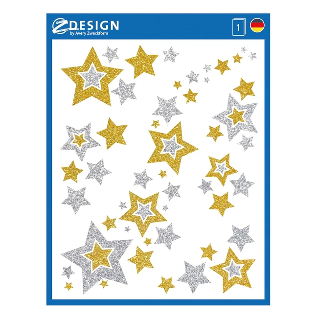 Adesivi finestre stelle natalizie oroargento - Avery Zweckform 529526