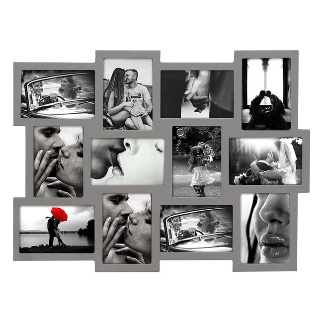 Cadre photo mural Rebecca Mobili 12 photos 10 x 15 cm gris effet collage