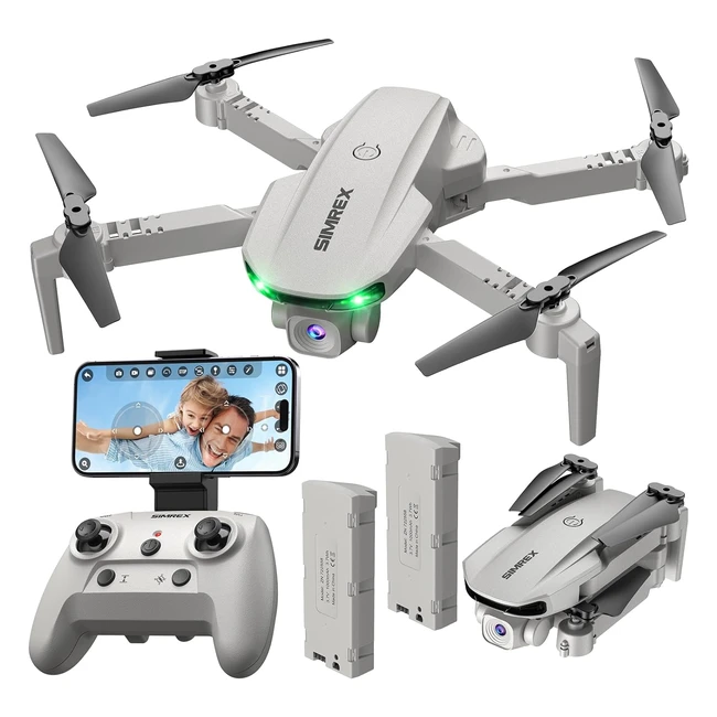 Simrex X800 Drone with Camera 1080p FPV Foldable Quadcopter - RGB Lights - 360 F
