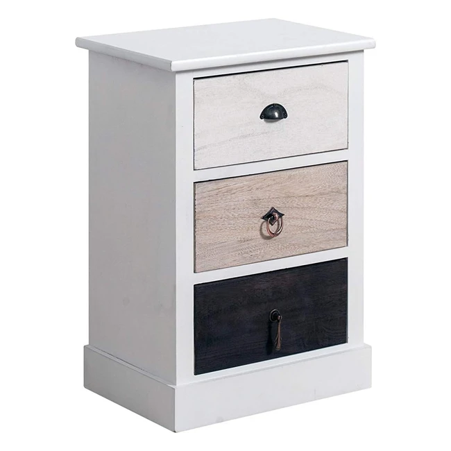 Comodino Rebecca Mobili 3 Cassetti Bagno Salvaspazio Bianco Nero Beige - Art RE4309