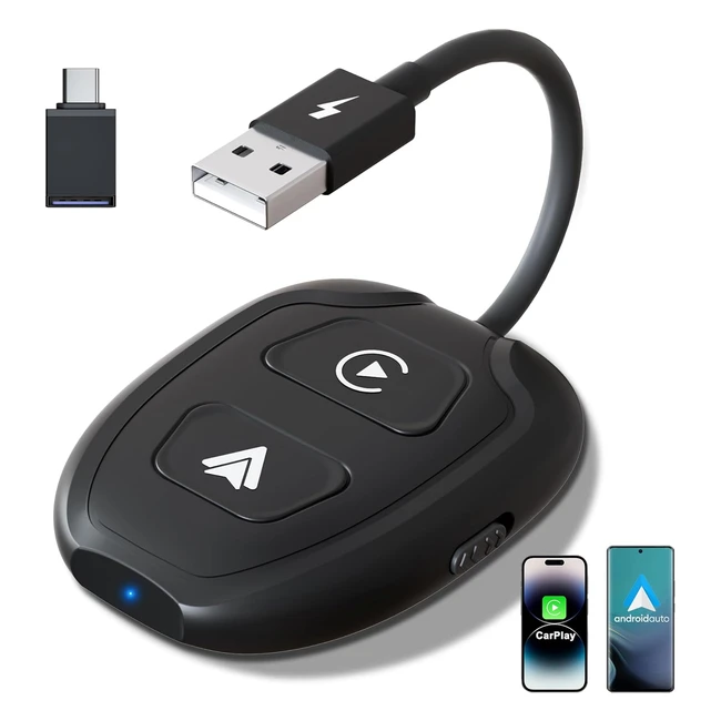 Airlinnnk 2in1 Wireless Adapter for Apple CarPlay and Android Auto - Compact Po