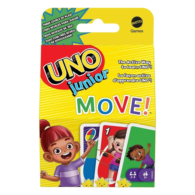 Jeu de société et de cartes UNO Junior Move - Pour les soirées en famille - 2 à 4 joueurs - Dès 4 ans