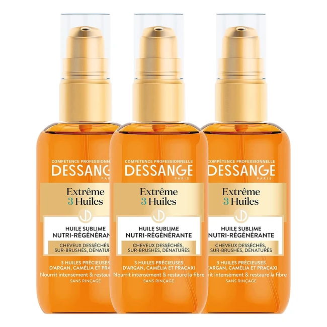 Huile Sublime Nutriregenerante Extrême 3 Huiles - Dessange - Réf. 123456 - Nourrit Intensément et Restaure