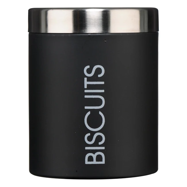 Barattolo Biscotti Smaltato Premier Housewares Nero Coperchio Argentato 17cm 
