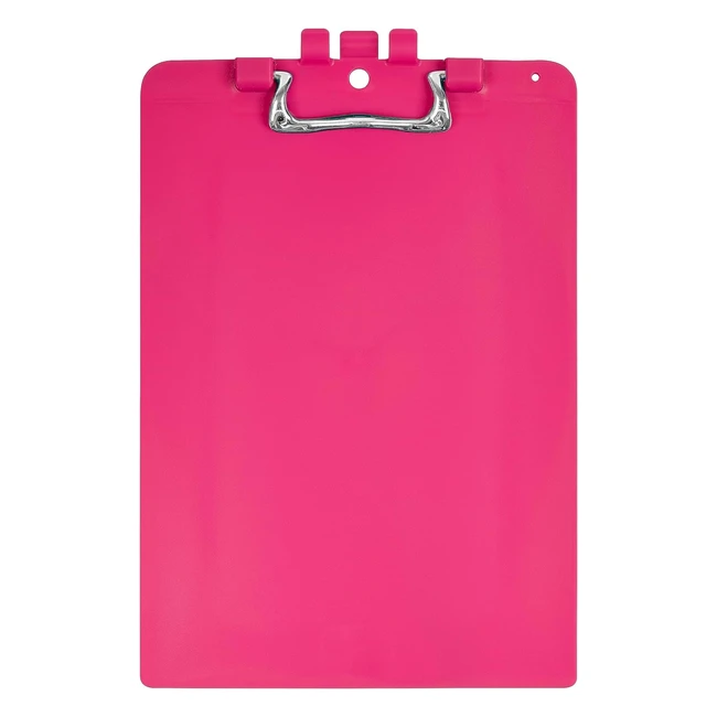 Snopake A4 Pink Clipboard - Heavy Duty Ergonomic Metal Clip - Pack of 1 - 15896